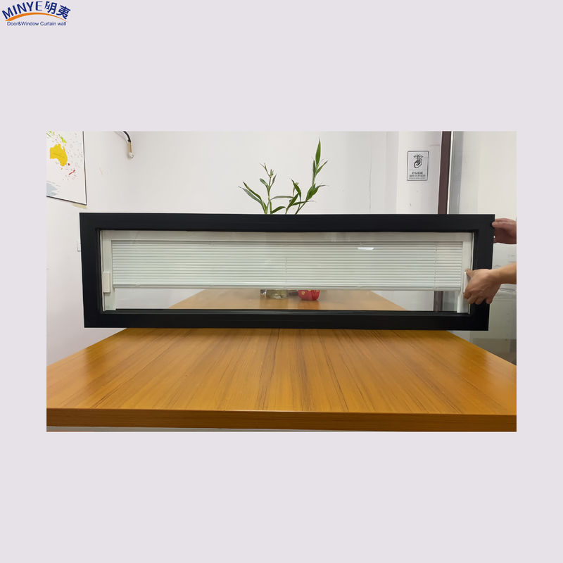 Ecrã de fibra de vidro à prova de vento Rede de abertura horizontal embutida persianas de liga de alumínio janela fixa para comercial