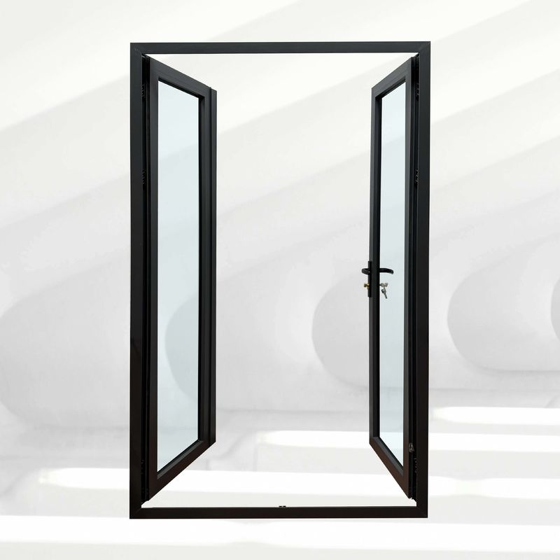 Estilo de design pós-moderno Porta de entrada exterior de vidro duplo endurecido revestido com pó francês
